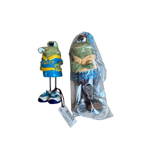 4 Russ Berrie Teenie Countrykins 2 Golfkins 2 Coachkin Frog Collectibles New - Picture 4 of 8